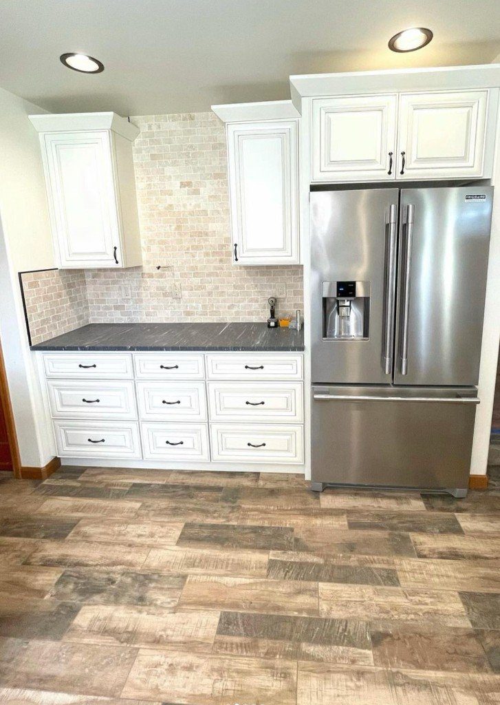 Completed Lion Heart flooring installation with wood-look tile
